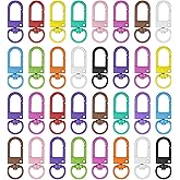 30PCS Metal Lobster Claw Clasps, Lanyard Swivel Snap Hooks with Key Rings, Heavy Duty Metal Keychain Clip, DIY Accessories for Bag Key Chains Connector Jewelry Making (Mixed Color)