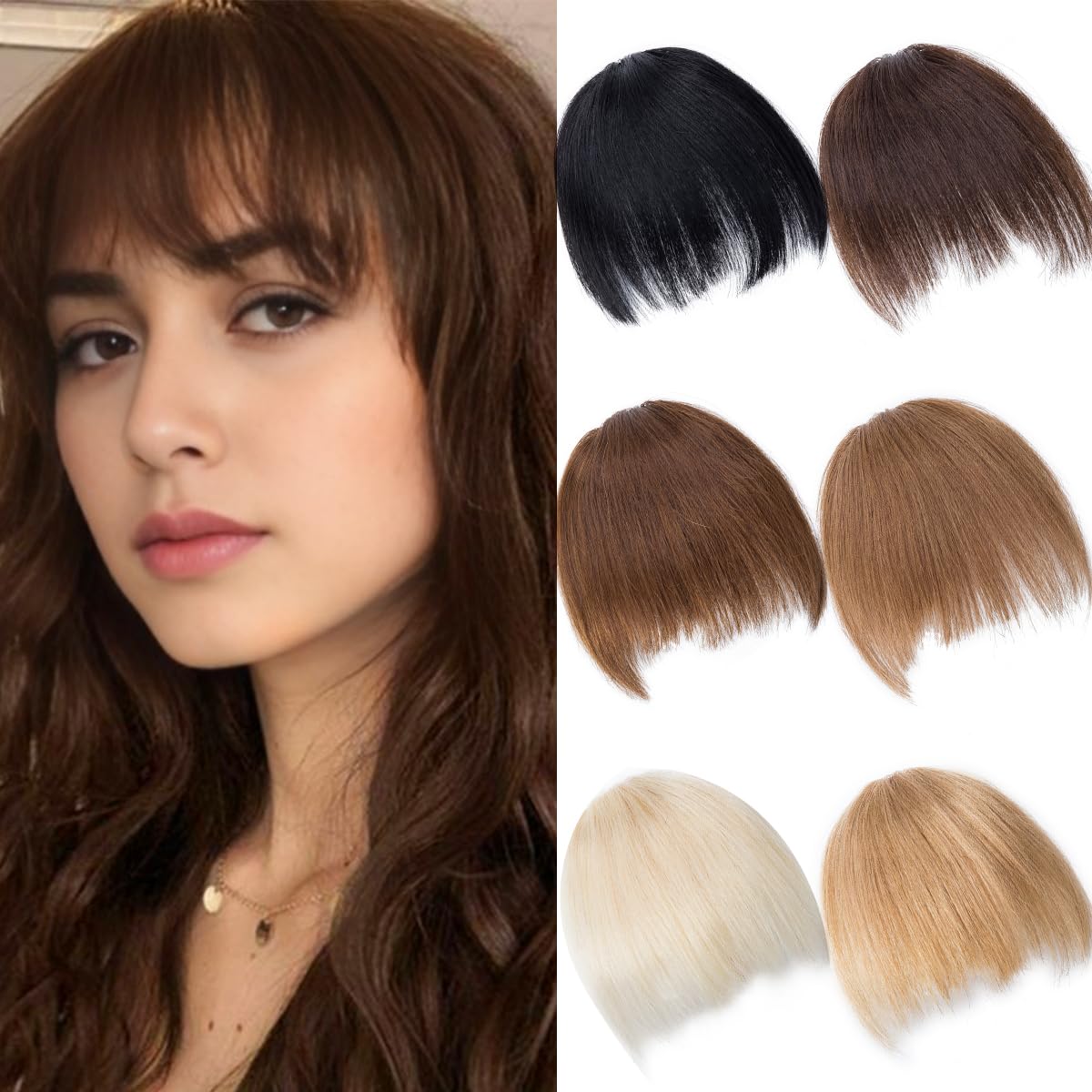 BUYOGET Clip in Fringe 100% Human Hair Pieces Black Fringe Clip in Hair Choppy Clip on Bangs
