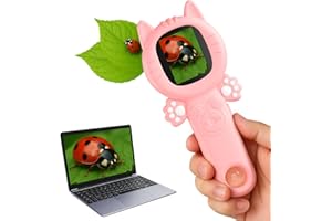2-in-1 Microscope Camera for Kids, Mini Handheld Microscope Supporting Multiple Viewing Angles, Outdoor Educational Science A