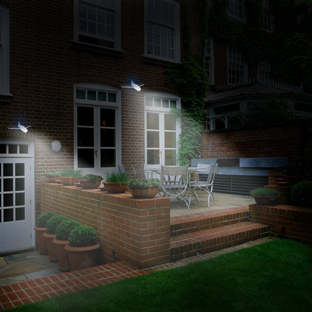 Solar Lights Outdoor ,Solarmks Airplane 2 Led Solar Spotlights Outdoor Landscape Lighting Security Waterproof Garden Decoration Lights Backyard Driveway Patio Lawn Pathway Pool