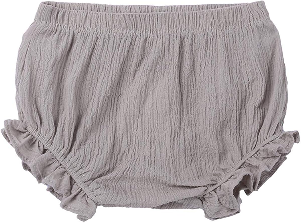 JELEUON 3 Pack of Little Baby Girls Boys Cotton Linen Blend Cute Bloomer Shorts: Clothing