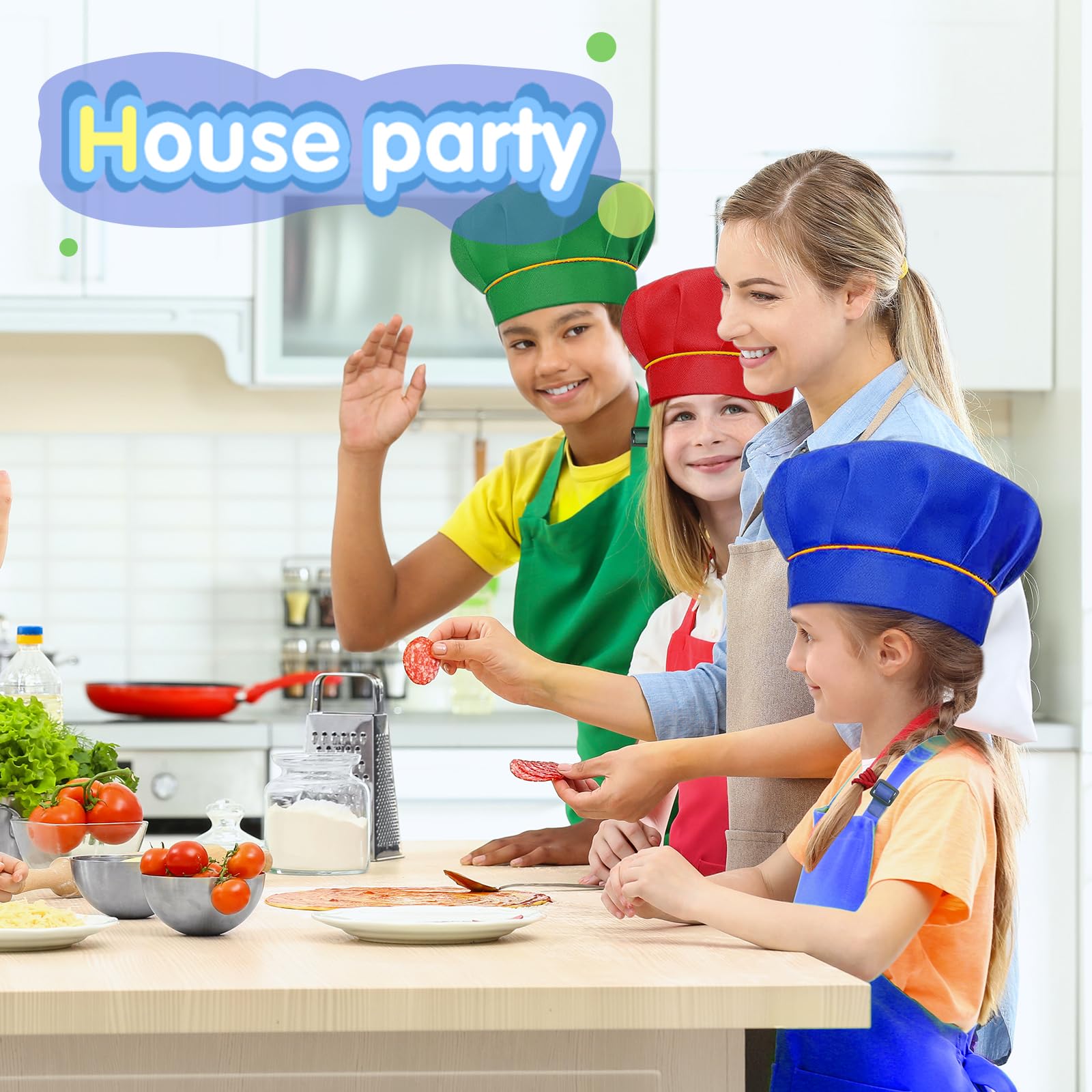 Ecoofor 20 Pieces Kid Aprons and chef hat 10 colors Kids Painting Aprons for Children Adjustable Chef Aprons for Boys and Girls Art Painting Cooking Baking (Large Size for 5-12 Age)