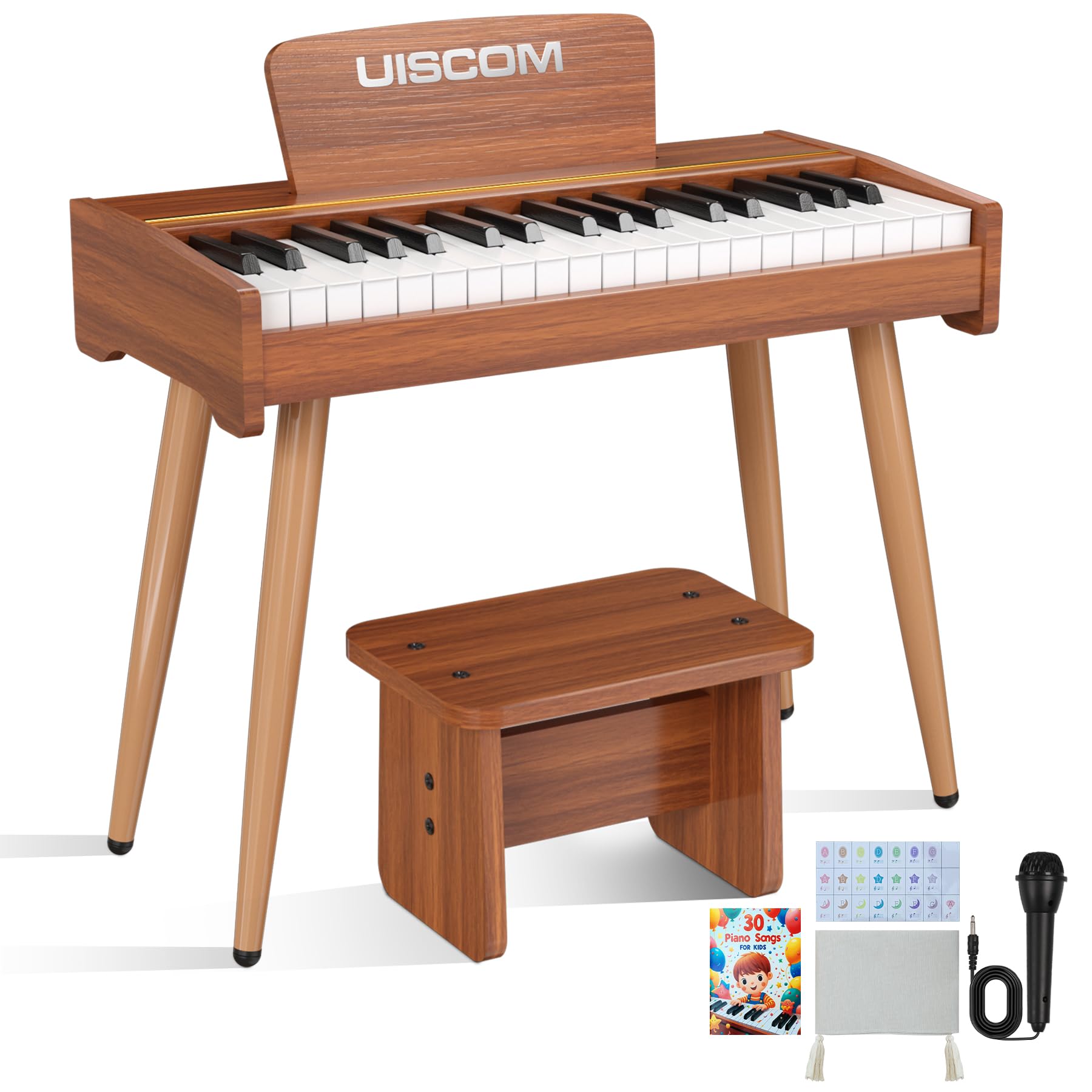 Photo 1 of ***Partial set****
UISCOM Kids Keyboard Piano, 37 Keys Digital Piano, Toddler Musical Instruments, Wooden Kids Piano with Bench, Toddler Piano for 3+ Girls and Boys, Brown