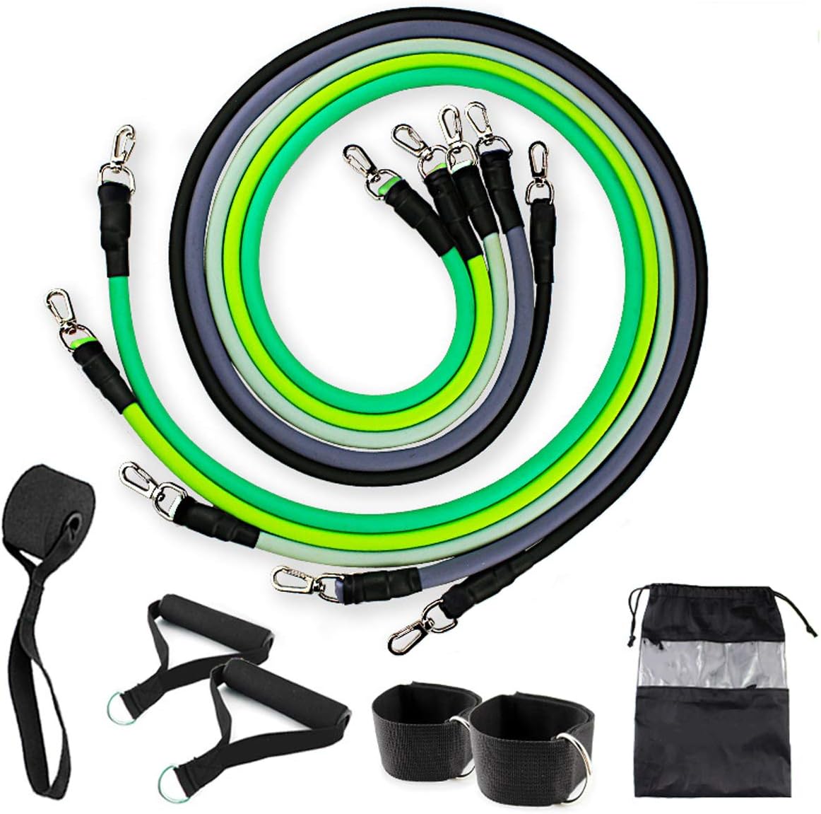 Lenlun Exercise Bands Set (Up to 100LBS), Workout Fitness Stretch Tube Straps Set