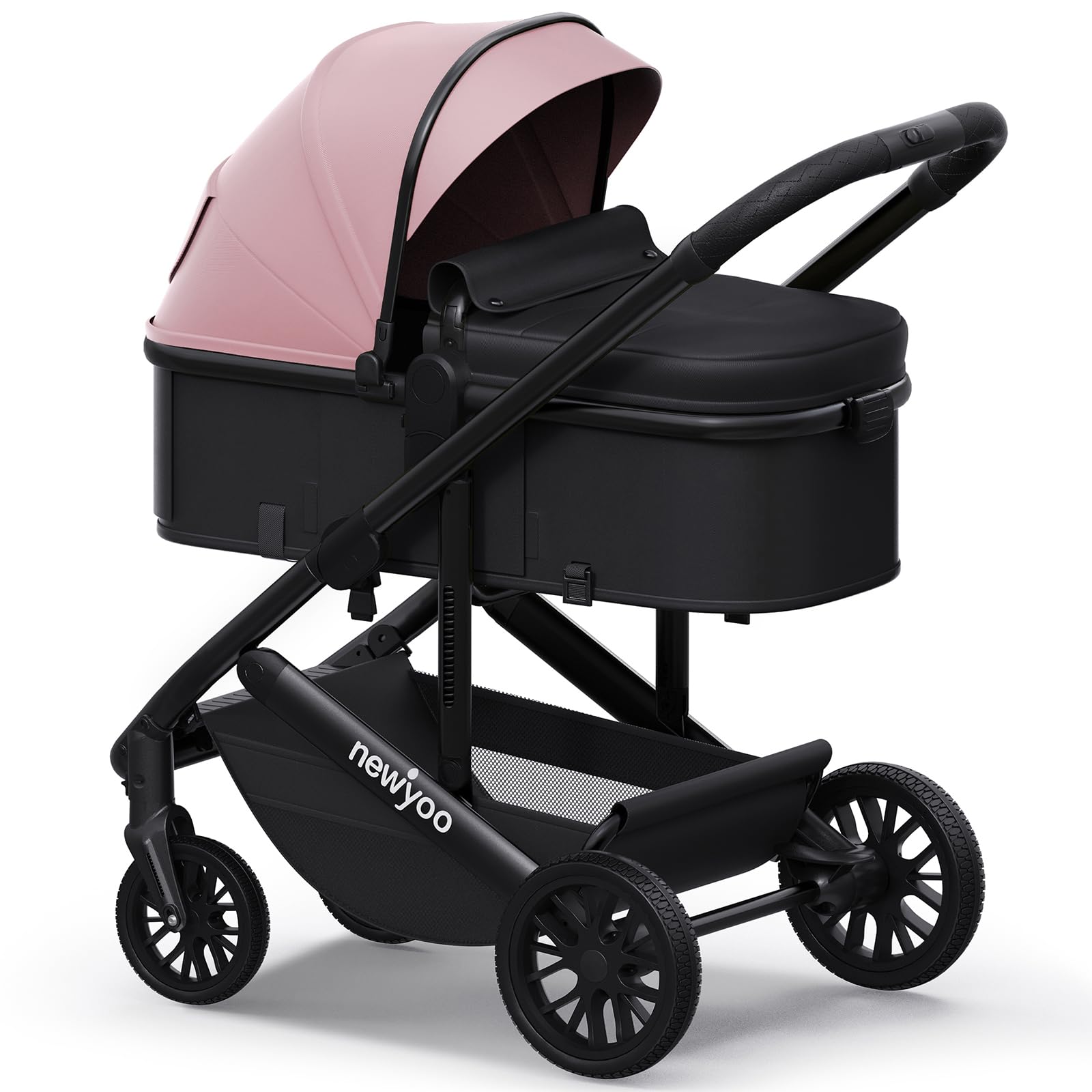 Photo 1 of *** RECOMENDED FOR PARTS ONLY/ MISSING ASSEMBLY PIECES *** newyoo Infant Strollers with Bassinet Mode, Nestro 516M, Convertible/Reversible Seat & Cup Holder, Coches para Bebes, 2 in 1 Rear-Facing Pram from Newborn to Toddler, Pink