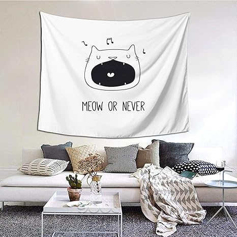 Amazon Co Jp Geevosun タペストリー 0x150cm ニャーまたは決して言葉を歌わない子猫の牙音楽を耳に猫私ができれば おしゃれ 壁掛け ブランケット 北欧風 ウォールデコレーション 新居祝い 引っ越し キズルーム モダン 装飾アート ホーム キッチン