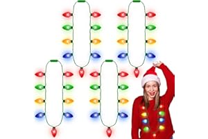 TRAPLACE Christmas Party Favors, 4PCS Christmas Light Necklace, Colorful LED Christmas Accessories, 3 Modes Christmas Necklace Light Up Kids Adults Christmas Necklaces Bulk Ugly Sweater New Year Supplies