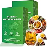 Goji Berry Chrysanthemum Tea for Liver Health, 8 Excellent Raw Material Formulas, Chinese Health Herbal Tea, Liver Cleanse & Detox Herbal Tea Bags, 15Bag, Vegan, Sugar-Free & Caffeine-Free (2Box(30Bags))