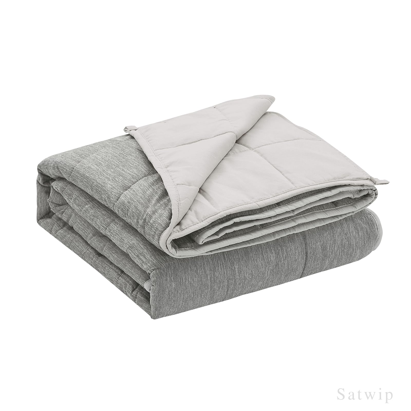 Photo 1 of Satwip Cooling Weighted Blanket 12 Pounds Cool Moire Jersey Twin Size Bed Blanket for Hot Sleeper with Soft Breathable Sanded, 48 x 72 inches, Grey