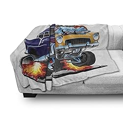 Ambesonne Race Car Throw Blanket, Illustration of a