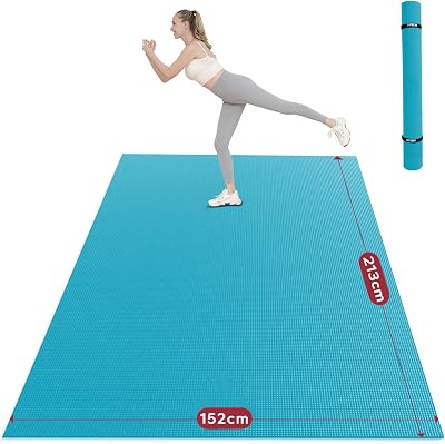 HAPBEAR Large Yoga Mat 7x5ft 8mm Non-Slip Extra Thick Home Gym