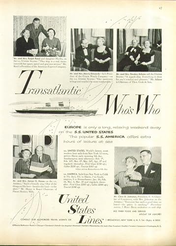 Amazoncom Transatlantic Whos Who Aboard The S S United - 