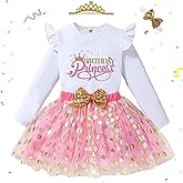 DDLUZQual Toddler Kids Baby Girls Birthday Princess Outfits Sleeve Ruffle Shirts + Dot Bubble Tutu Skirt 2PCS Dresses