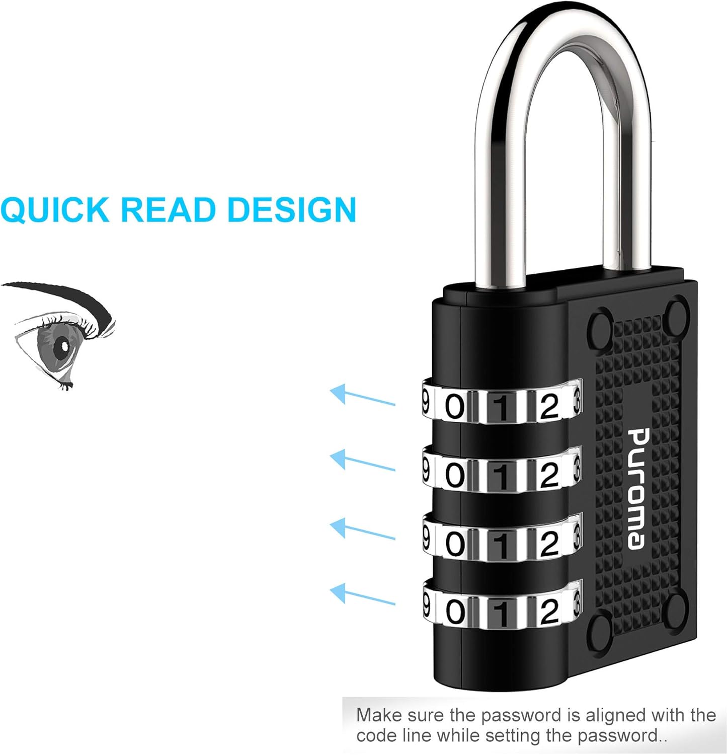 Puroma 2 Pack Combination Locks Outdoor Waterproof Padlock for School Gym Locker Outdoor Fence Hasp Cabinet Toolbox Locker (Black) - - 
