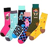 scenicamp 6 Pairs Women's Colorful Novelty Crew Socks Fun Pattern Socks Size 5-7.5