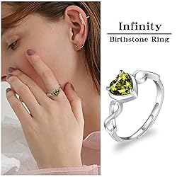 Shysnow Peridot Birthstone August Ring for Women
