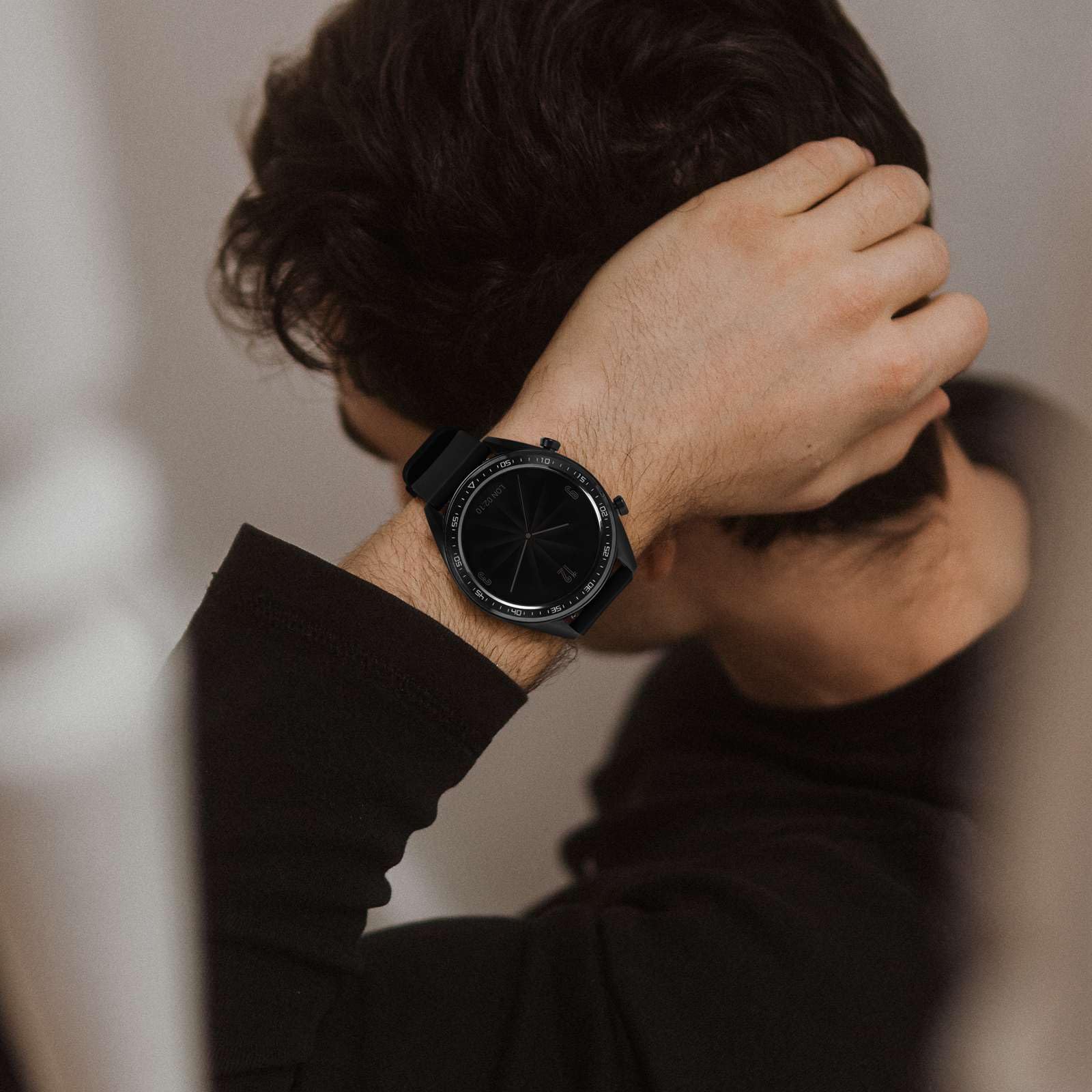 WOCCI 24mm Silicone Watch Band, Quick Release Rubber Replacement Strap with Black Stainless Steel Buckle (Black)