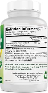 Best Naturals Ashwagandha 500 mg 120 Capsules Withania Somnifera view 6