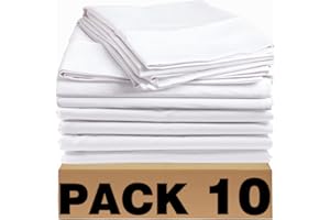 ACTEB Bulk Twin Flat Sheets Only 10 Pack Basic White Bed Top Line Flat Sheet Soft Breathable Color Coded Hem Threads for Hotel Bedding Wholesale 66x96 inches