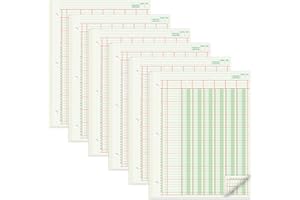 suituts 300 Sheets Columnar Analysis Pads 6 Column Accounting Paper, 8.5X11 Inch Ledger Paper for Bookkeeping, Accounting. 3 Hole Punch, Green(6 Pack, 50 Sheets/Pack)