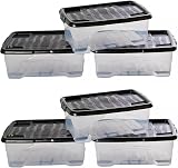 Storm Trading Group 5 x 30 Litre Under Bed Storage Boxes Clear Lids Stackable view 1
