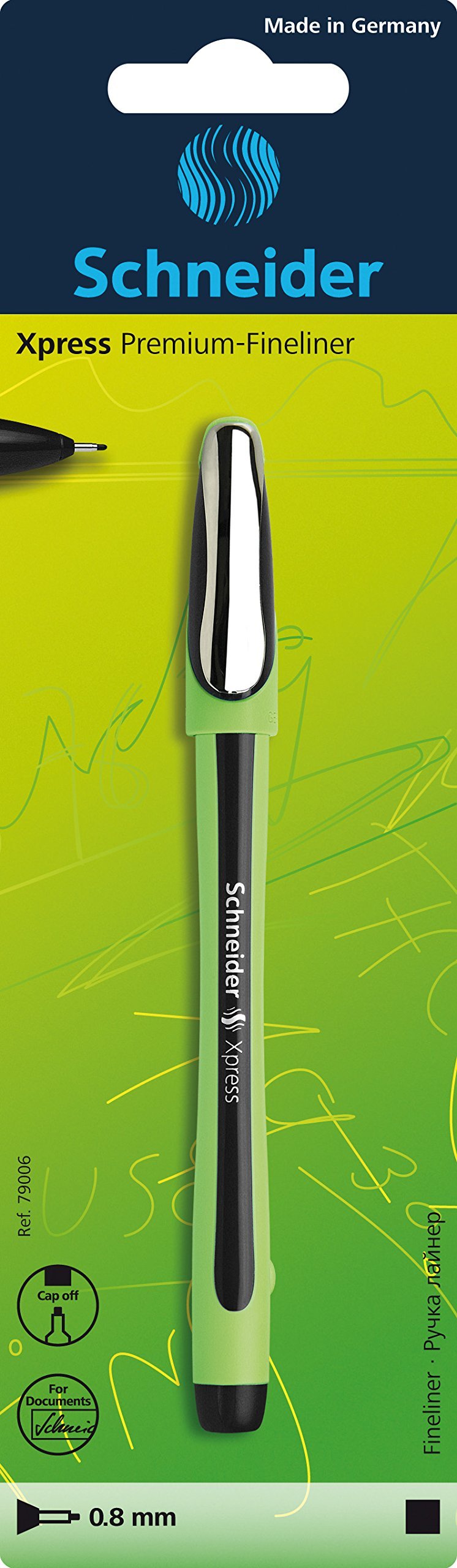 Schneider Fineliner Pen, 0.8 MM, Black, 1 Blister Pack