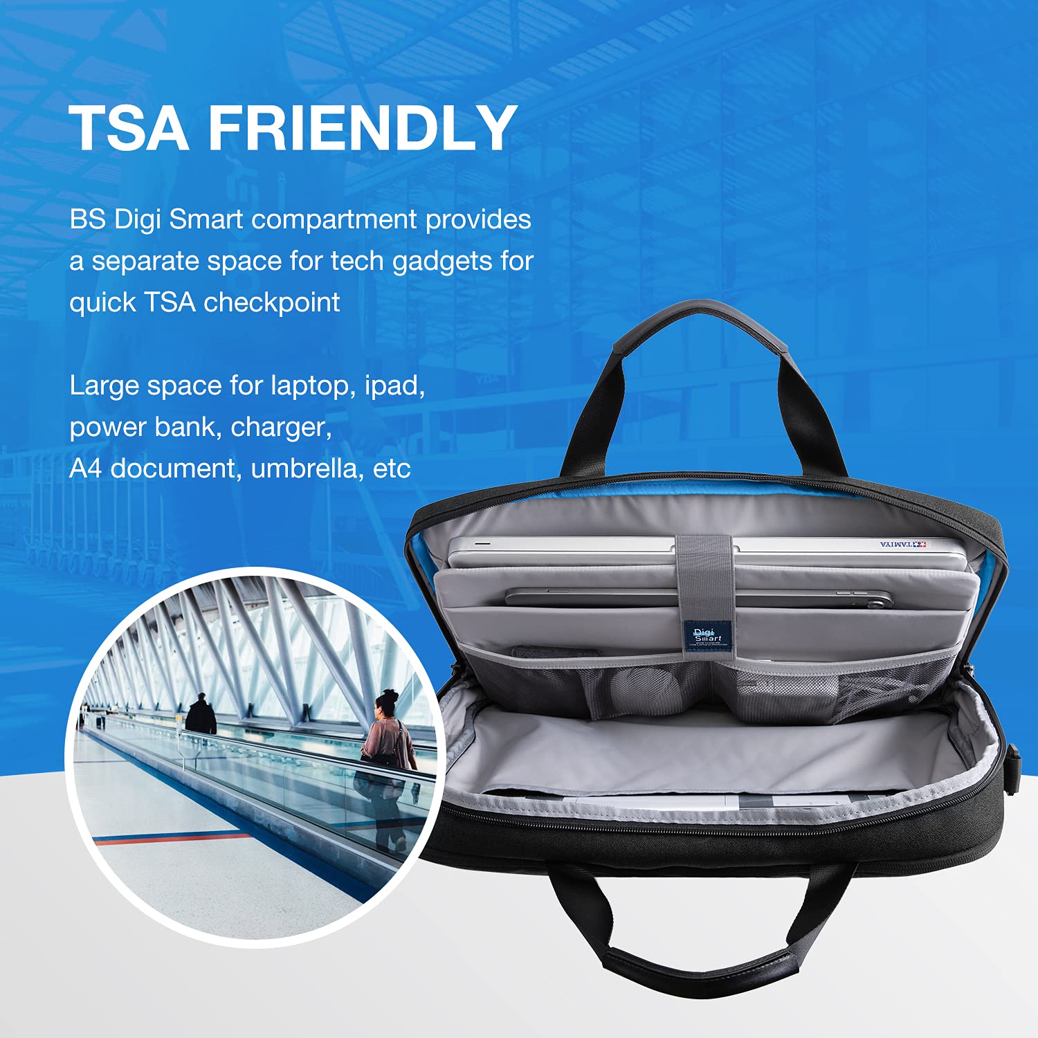 BAGSMART Laptop Bag, 15.6 Inch Computer Bag, Laptop Briefcase, RFID Blocking Messenger Shoulder Bag, Laptop Case for Men, Business, School, Travel, Black