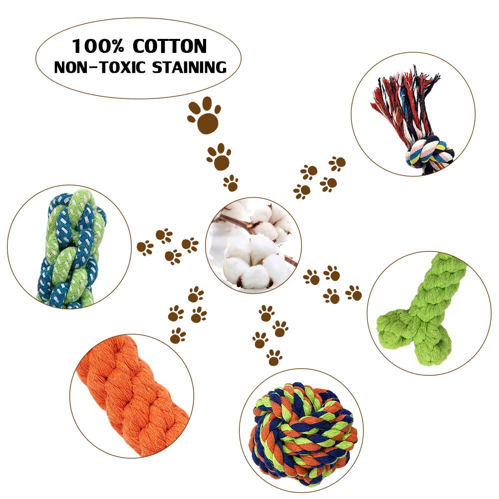 AIRGOOD Dog Rope Toys Pet Puppy Chew Teething Toy Set Small to Medium Dogs(10 Pack)