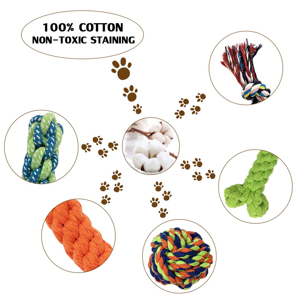 AIRGOOD Dog Rope Toys Pet Puppy Chew Teething Toy Set Small to Medium Dogs(10 Pack)