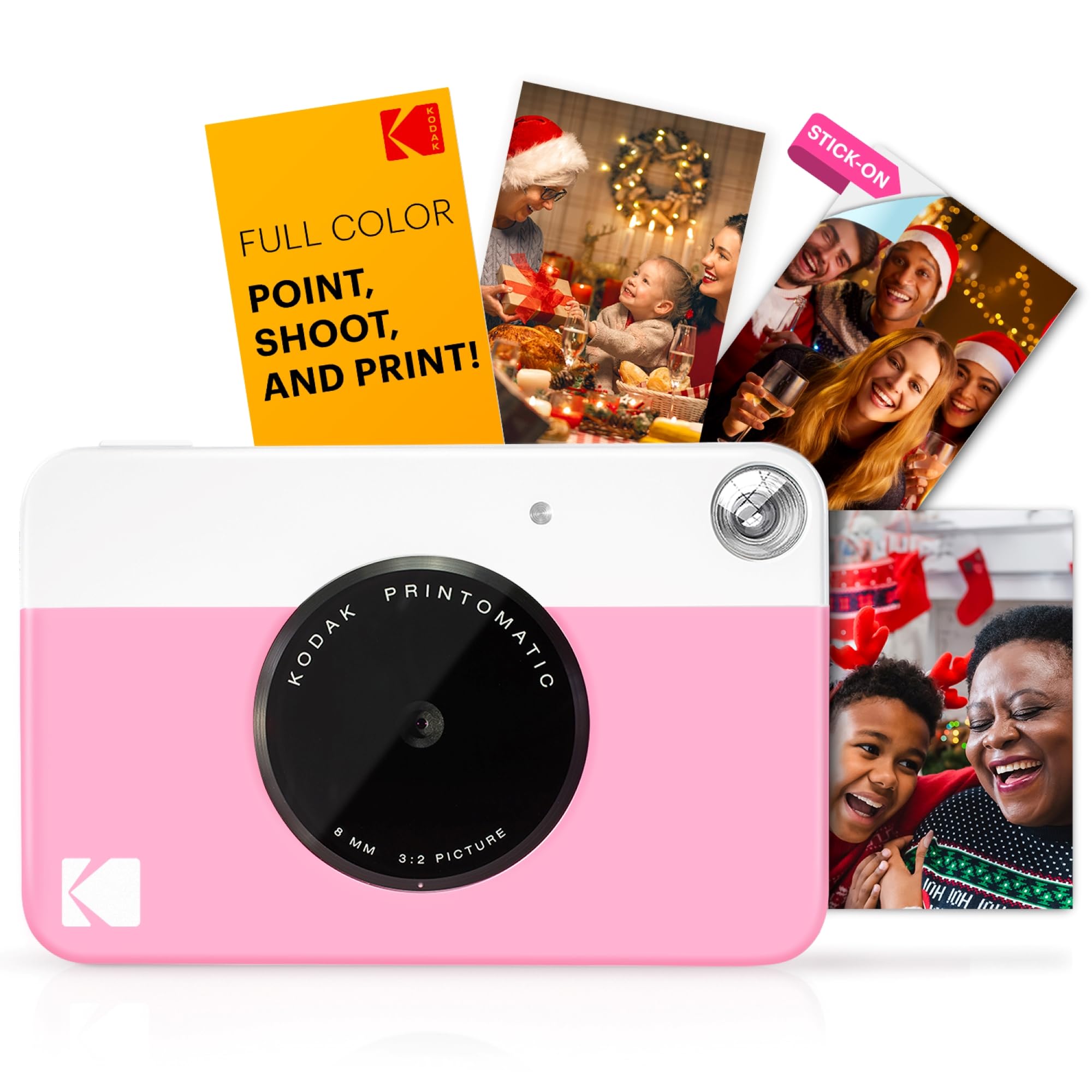 Cámara digital KODAK Printomatic de impresión instantánea a todo color - Fotos coloridas en papel fotográfico adhesivo Zink de 2x3 - 5MP, portátil, regalo divertido creativo para cumpleaños, Navidad, vacaciones - Rosa