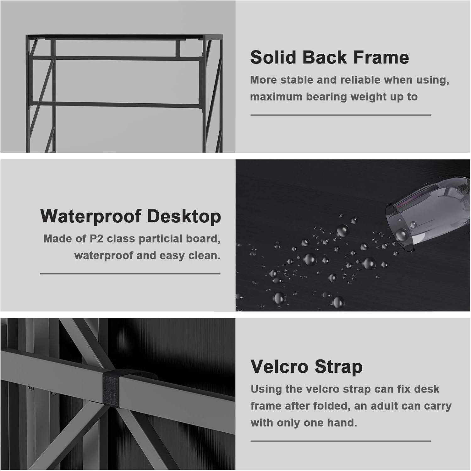Elephance 40" Folding Computer Desk No Assembly Needed Foldable Small Home Office Desk Study Writing Desk Gaming Table for Small Space: Kitchen & Dining