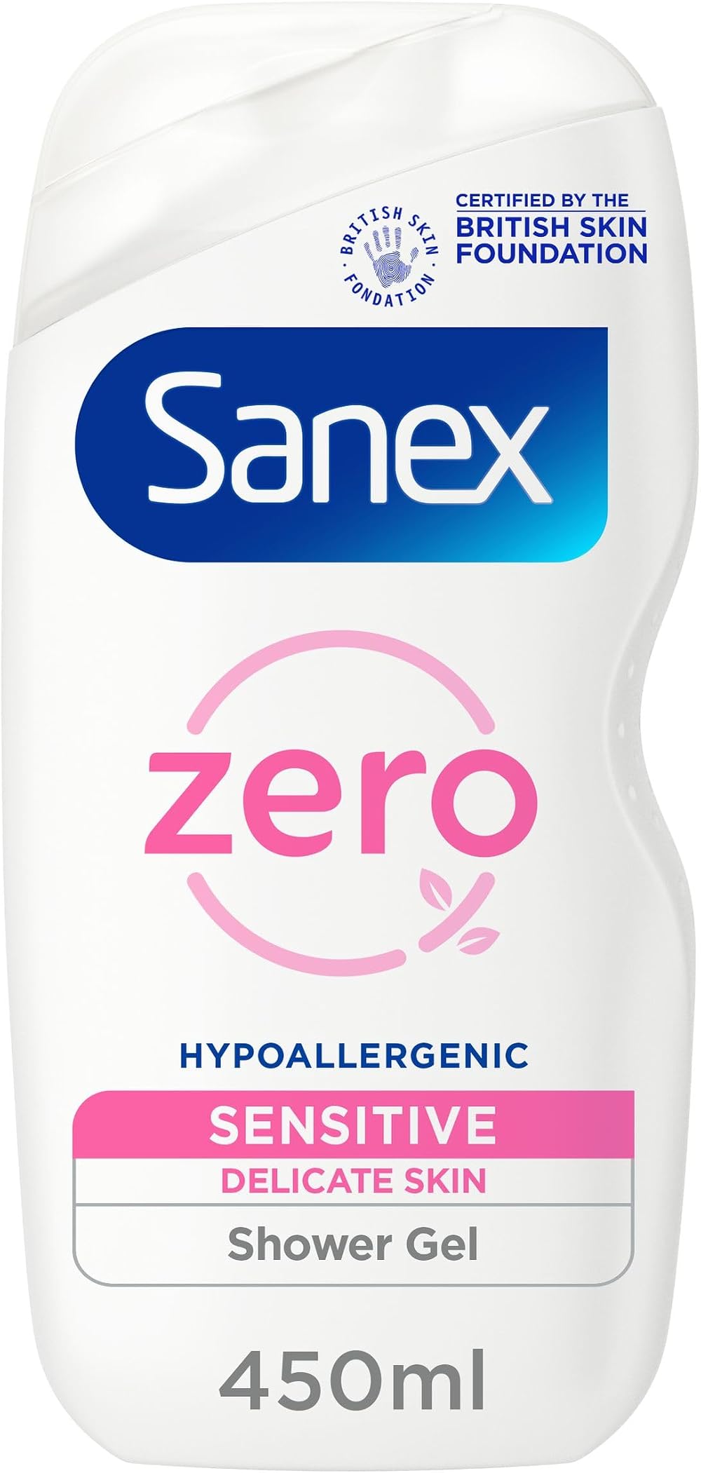 Sanex Zero% Sensitive Skin Shower Gel 450ml – Hypoallergenic Unscented