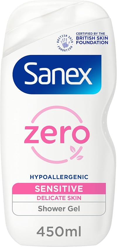 Sanex Zero% Sensitive Skin Shower Gel 450ml – Hypoallergenic Unscented