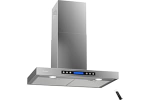 AROAN 36 inch Wall Mount Range Hood, Stainless Steel Kitchen Chimney Vent with 780 CFM & Four-Speed Touch Panel, 2pcs Adjustable LED (PA01-36)