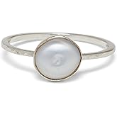 Pura Vida Silver-Plated Pretty in Pearl Ring, .925 Sterling Silver Band, 5-9