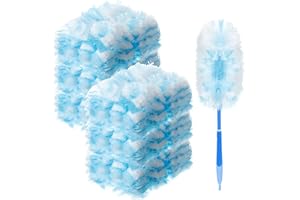 Vesici 300 Pcs Duster Refills Compatible with Swiffer Dusters Bulk Disposable Replacement Thickened with 1 Handle Heavy Duty for Cleaning, Office (Blue)