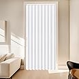 AJAZZ 100% Blackout Magnetic Door Curtain Patio Door for Bedroom Living Room Accordion Doorway Curtain Sets (1 Pack, 44 W x 78 L, White+Rod)