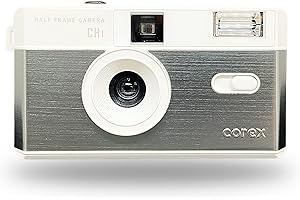 Corex Half Frame Reusable 35mm Camera CH1, Built in Flash and Compatible with 35mm Color Negative or B&W Film (Film and Battery NOT Included) Limited Edition Free Blue and Yellow Filters