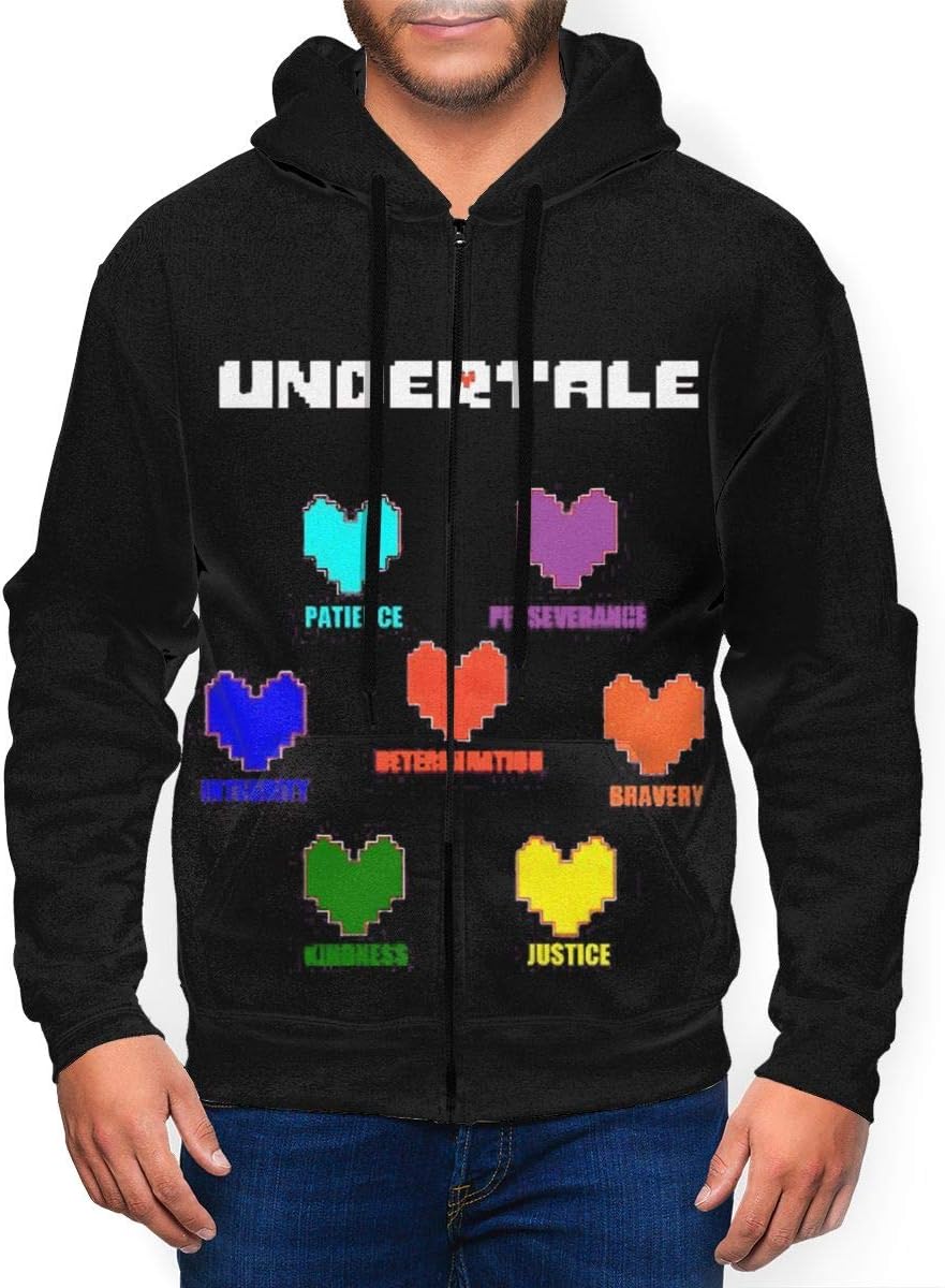 Undertale Heart Men's Zipper Hoodie Fleece Sweatshirt