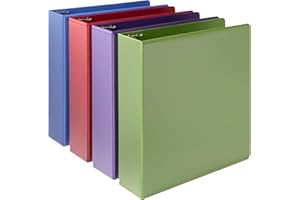 �鶹�� Basics 3 Ring Binder, 2 inch Binder, Round Rings, Assorted Colors, 4 Pack