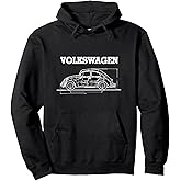 Volkswagen Beetle White Technical Diagram Pullover Hoodie