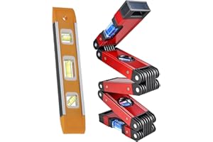 Wexecon 28 Inch Foldable Level Set, with 4 Small Level Bubble at 45°/90°/180°, and 9 Inch Torpedo Level for Multi Angle Measurement Tool. Suitable for Small Level Used by Households and Carpenters