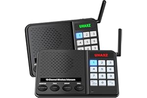 UHAXZ Intercoms Wireless for Home, Long Range Wireless Intercom 6000ft, Intercoms for Home with Group Call, Monitor Function, 8 Volume Levels Intercom System for House Business Office Elderly(2 Packs)