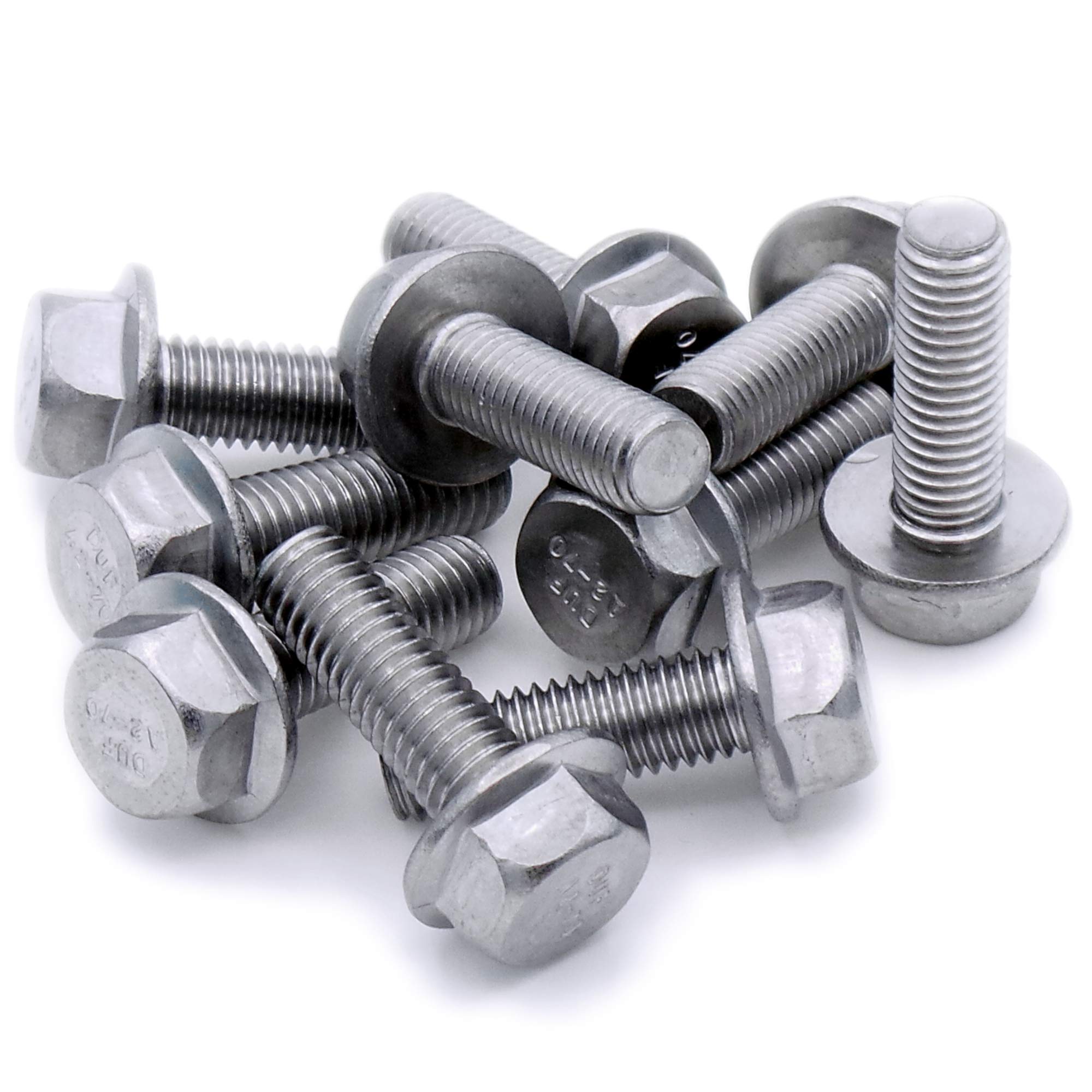 M6 (6mm x 12mm) Flanged Hex Bolt (Fully Threaded Setscrew) - Stainless Steel (A2) (Pack of 10)