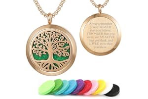 Aromatherapy Essential Oil Diffuser Necklace Tree of Life Pattern Stainless Steel Locket Pendant