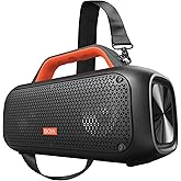 DOSS Extreme Boom Bluetooth Outdoor Speaker with 60W Mighty Sound, Deep Bass, 30H Playtime, USB-C, Bluetooth 5.3, IPX6 Waterproof with Portable Strap for Camping, Beach, Garage-Orange