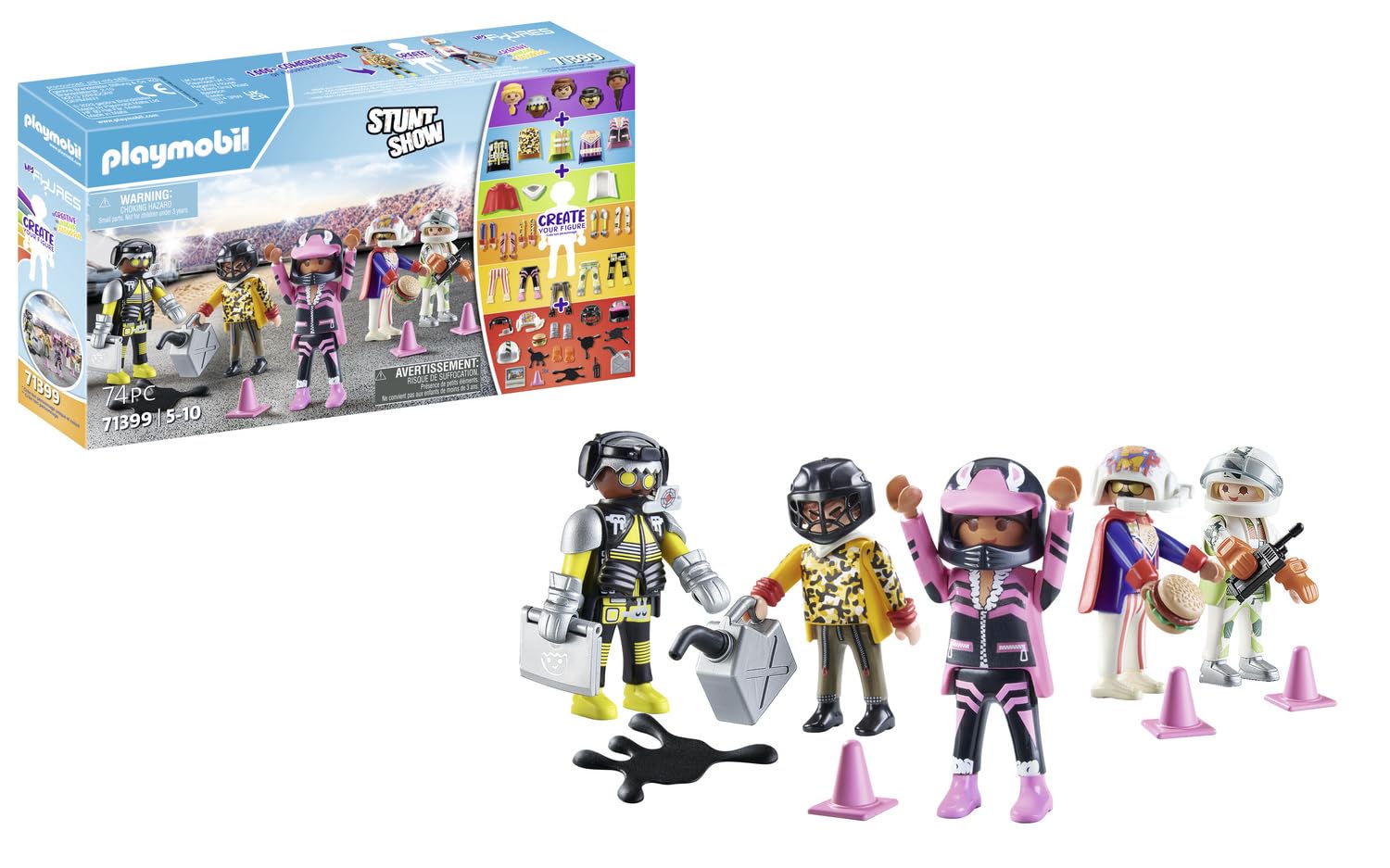 Playmobil 71399 My Figures Stunt Show, 5 play figures with more than 1000 possible combinations, for fantastic stunts, fun imaginative role-play, playsets suitable for children ages 5+