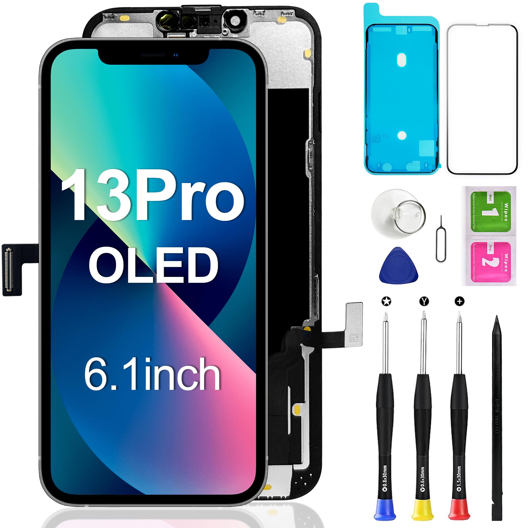 Photo 1 of [OLED] Screen Replacement for iPhone 13 Pro 6.1" Display Digitizer Front Speaker Proximity Sensor, OLED 3D Touch Full Assembly Repair Fix Tools Kit A2638 A2483 A2636 A2639 A2640