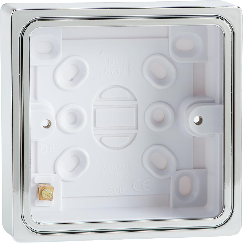 Varilight 1 Gang Patress Wall Box Surface Mount Chrome Effect YBSC