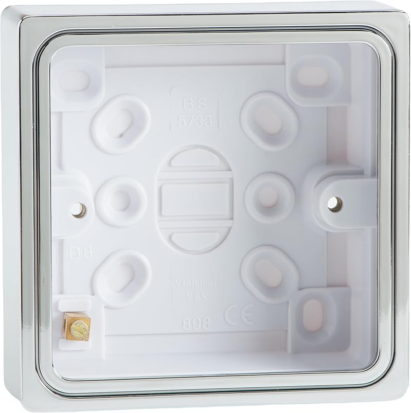 Varilight 1 Gang Patress Wall Box Surface Mount Chrome Effect YBSC